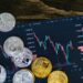 A digital illustration of blockchain technology and financial graphs representing tokenization.