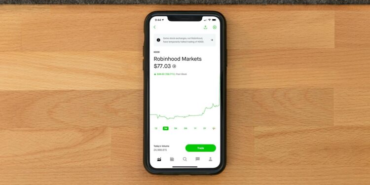 Robinhood logo alongside OpenAI logo with financial graphs in the background.