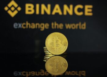 Bitcoin graphic with a whale symbol and Binance logo, highlighting crypto market activity.