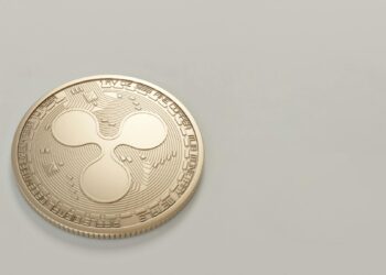 A bustling conference scene with Ripple logos, speakers discussing XRP and digital currency innovations.