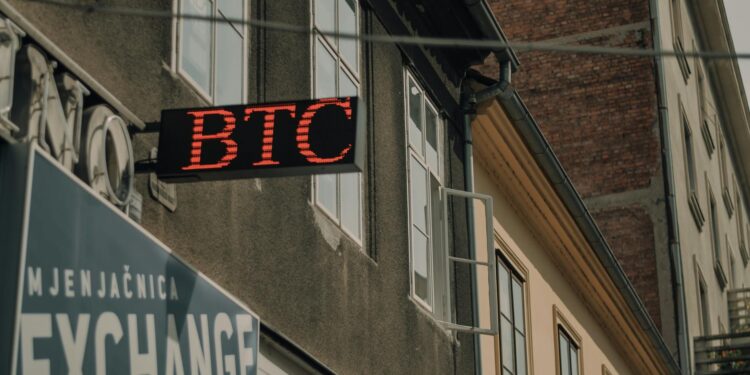 A courthouse with a cryptocurrency exchange logo, symbolizing legal battles in finance.