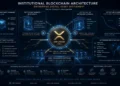 Concept illustration showing Ripple XRPL institutional tokenization primitives and RLUSD enterprise stablecoin infrastructure