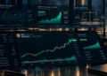 Institutional financial analytics screen showing Bitcoin rally to $86,000 driven by spot ETF inflows and delta neutral basis trade